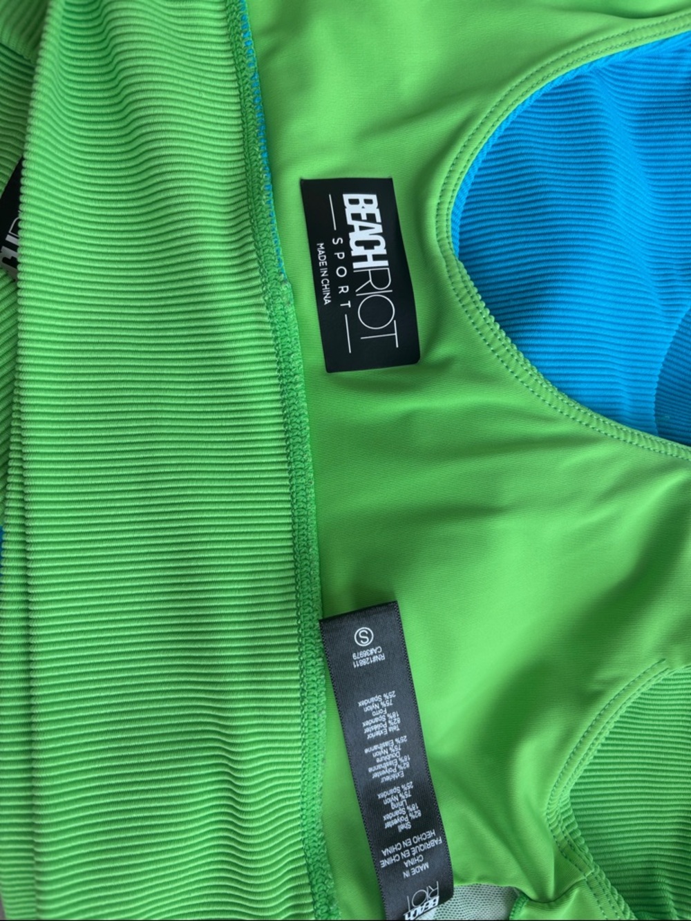 Beach Riot Blue & Lime Colorblock Athletic Bike Shorts - Picture 3 of 5